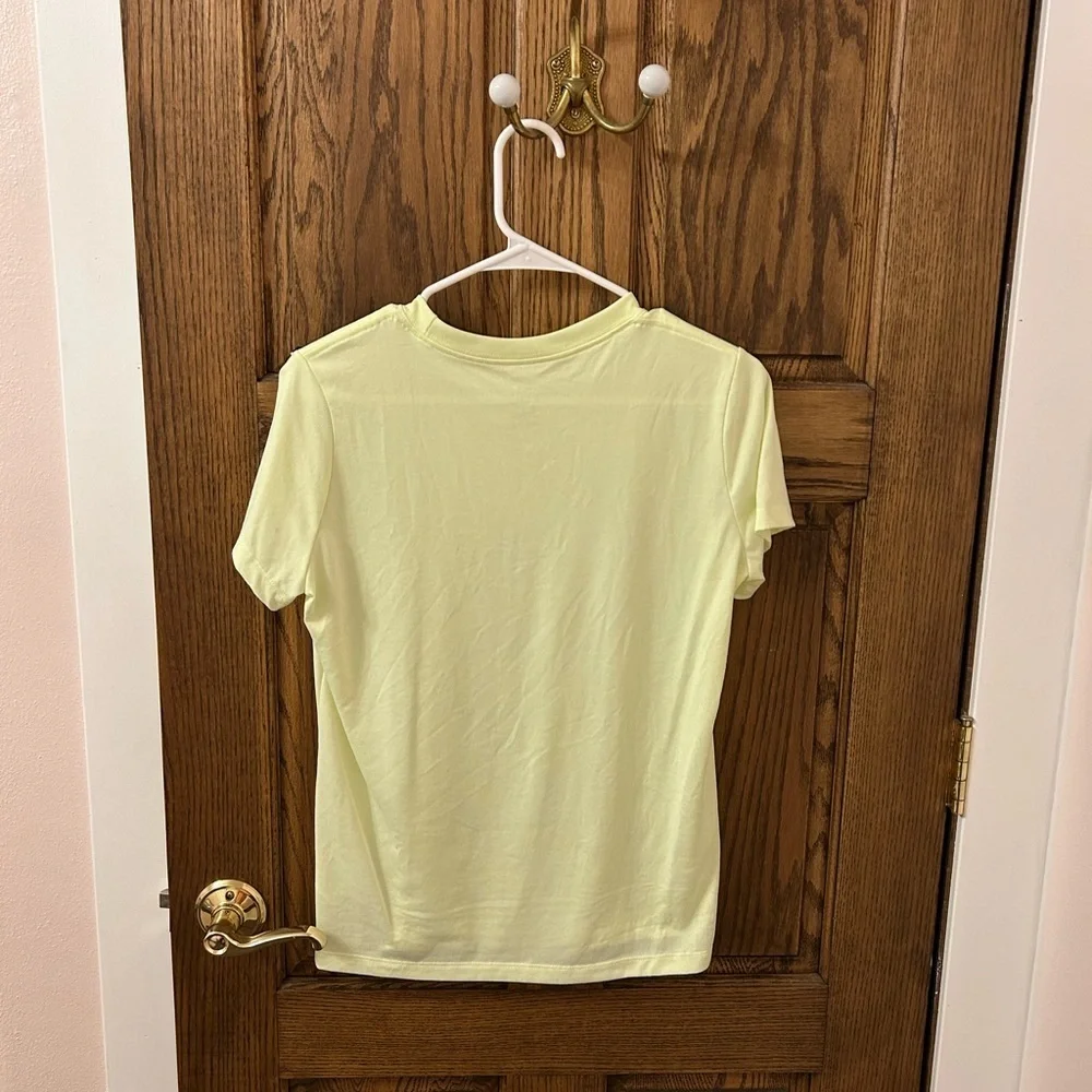 Nike Dri-Fit Light Yellow Tee with Black Swoosh Medium